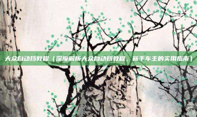 大众自动挡教程(深度解析大众自动挡教程,新手车主的实用指南)