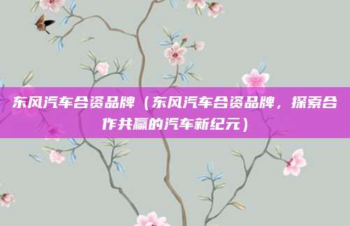 东风汽车合资品牌(东风汽车合资品牌,探索合作共赢的汽车新纪元)