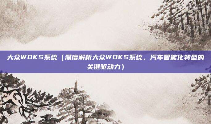 大众WOKS系统(深度解析大众WOKS系统,汽车智能化转型的关键驱动力)