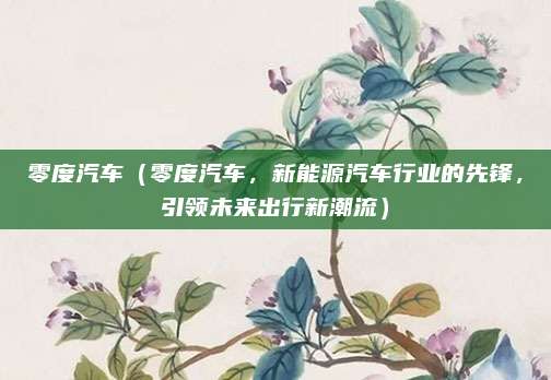零度汽车(零度汽车,新能源汽车行业的先锋,引领未来出行新潮流)