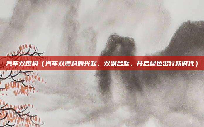 汽车双燃料(汽车双燃料的兴起,双剑合璧,开启绿色出行新时代)