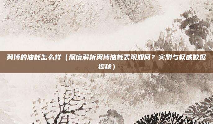 翼博的油耗怎么样(深度解析翼博油耗表现如何?实测与权威数据揭秘)