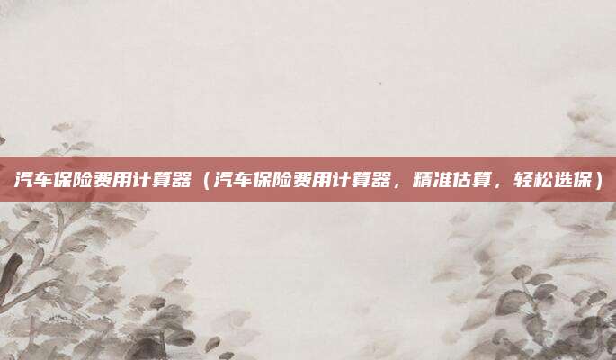 汽车保险费用计算器(汽车保险费用计算器,精准估算,轻松选保)
