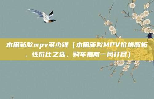 本田新款mpv多少钱(本田新款MPV价格解析,性价比之选,购车指南一网打尽)
