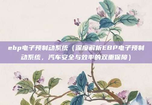 ebp电子预制动系统（深度解析EBP电子预制动系统，汽车安全与效率的双重保障）