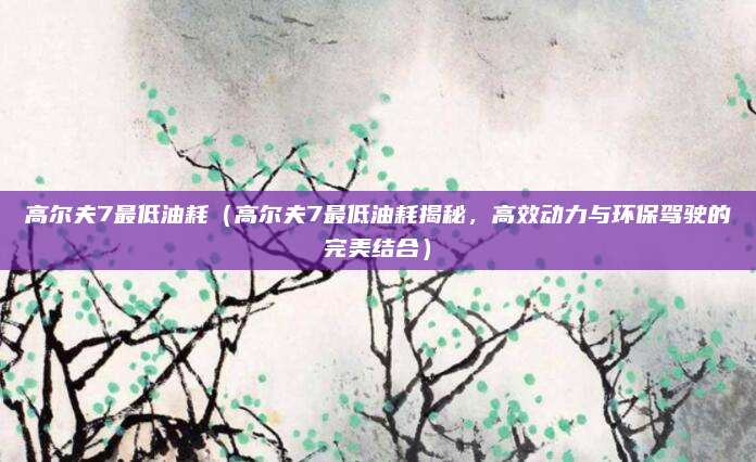 高尔夫7最低油耗（高尔夫7最低油耗揭秘，高效动力与环保驾驶的完美结合）