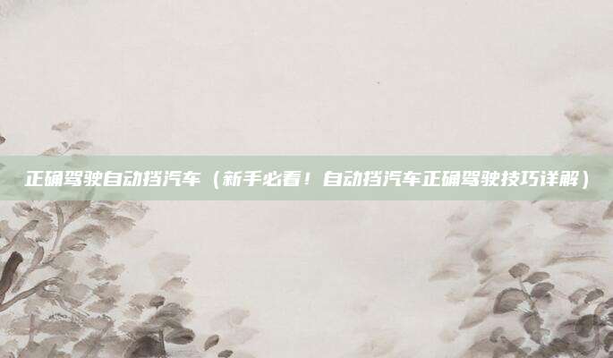 正确驾驶自动挡汽车(新手必看!自动挡汽车正确驾驶技巧详解)