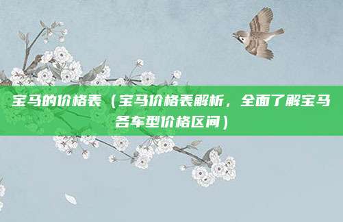 宝马的价格表(宝马价格表解析,全面了解宝马各车型价格区间)