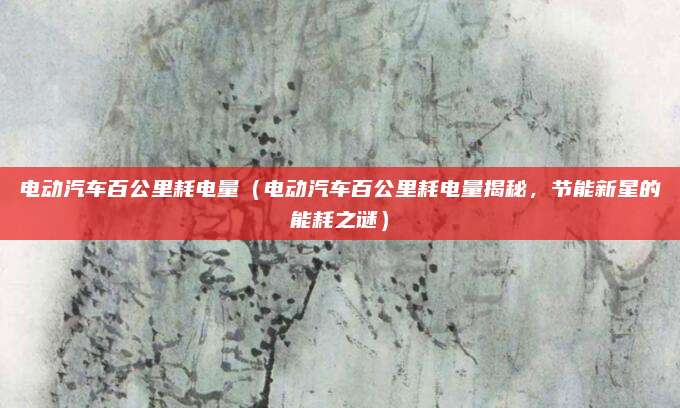 电动汽车百公里耗电量(电动汽车百公里耗电量揭秘,节能新星的能耗之谜)