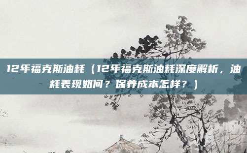 12年福克斯油耗（12年福克斯油耗深度解析，油耗表现如何？保养成本怎样？）