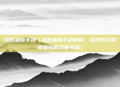 劲炫油耗手动(劲炫油耗手动解析,经济性与驾驶体验的双重考量)