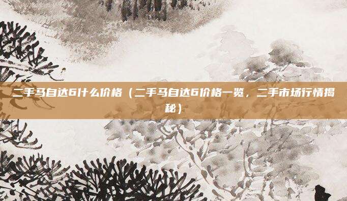 二手马自达6什么价格（二手马自达6价格一览，二手市场行情揭秘）