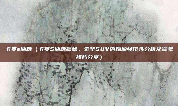 卡宴s油耗(卡宴S油耗揭秘,豪华SUV的燃油经济性分析及驾驶技巧分享)