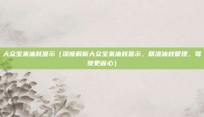 大众宝来油耗显示(深度解析大众宝来油耗显示,精准油耗管理,驾驶更省心)
