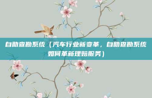 自助查勘系统(汽车行业新变革,自助查勘系统如何革新理赔服务)