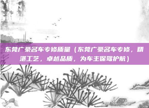 东莞广豪名车专修质量（东莞广豪名车专修，精湛工艺，卓越品质，为车主保驾护航）