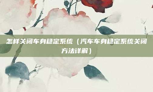 怎样关闭车身稳定系统（汽车车身稳定系统关闭方法详解）