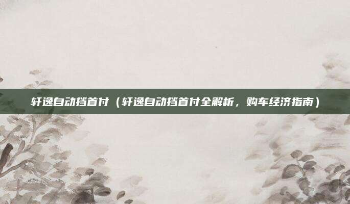 轩逸自动挡首付（轩逸自动挡首付全解析，购车经济指南）