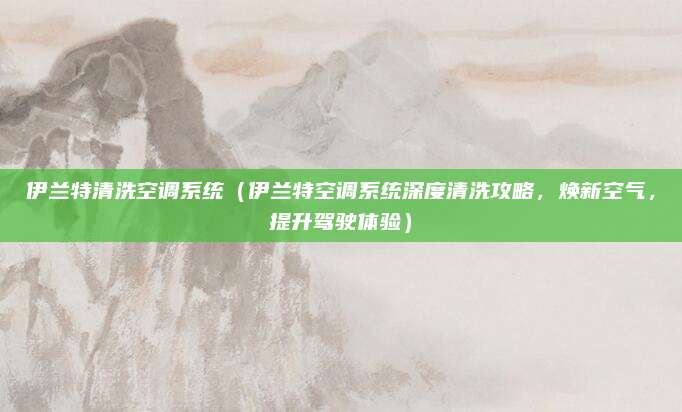 伊兰特清洗空调系统（伊兰特空调系统深度清洗攻略，焕新空气，提升驾驶体验）