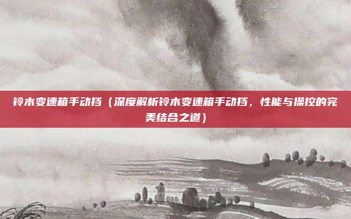 铃木变速箱手动挡(深度解析铃木变速箱手动挡,性能与操控的完美结合之道)