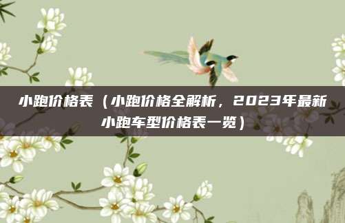 小跑价格表（小跑价格全解析，2023年最新小跑车型价格表一览）