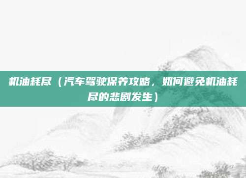 机油耗尽(汽车驾驶保养攻略,如何避免机油耗尽的悲剧发生)