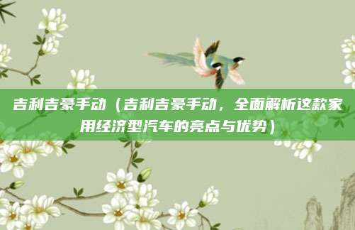 吉利吉豪手动(吉利吉豪手动,全面解析这款家用经济型汽车的亮点与优势)