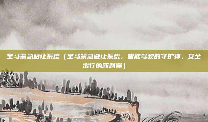 宝马紧急避让系统（宝马紧急避让系统，智能驾驶的守护神，安全出行的新利器）