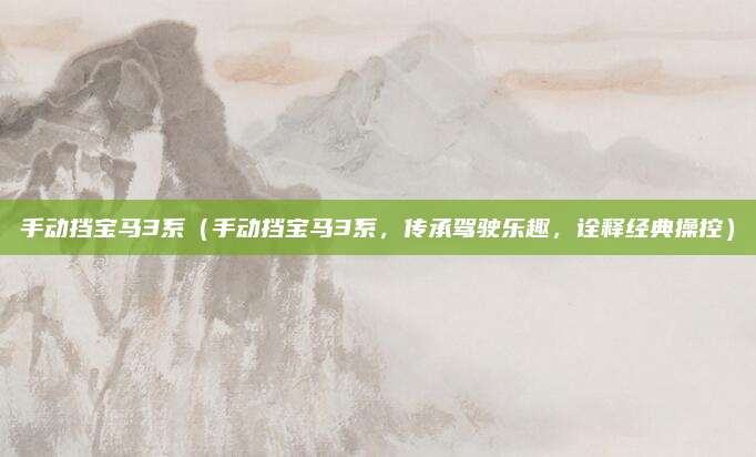 手动挡宝马3系（手动挡宝马3系，传承驾驶乐趣，诠释经典操控）
