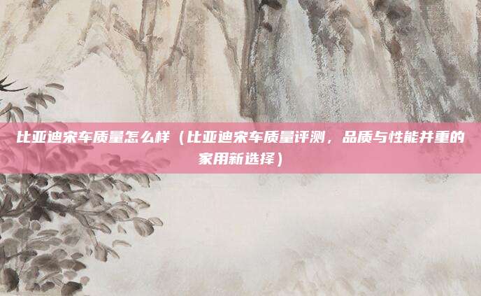 比亚迪宋车质量怎么样（比亚迪宋车质量评测，品质与性能并重的家用新选择）