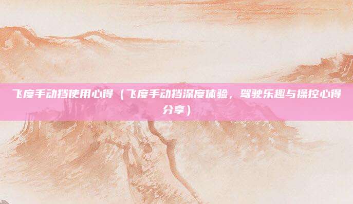 飞度手动挡使用心得（飞度手动挡深度体验，驾驶乐趣与操控心得分享）