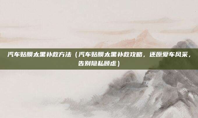 汽车贴膜太黑补救方法(汽车贴膜太黑补救攻略,还原爱车风采,告别隐私顾虑)