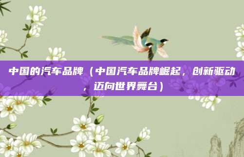 中国的汽车品牌(中国汽车品牌崛起,创新驱动,迈向世界舞台)