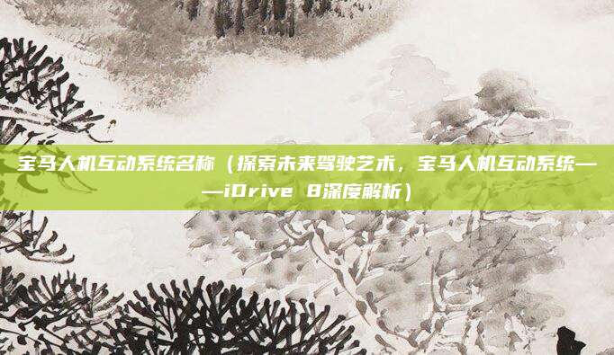 宝马人机互动系统名称（探索未来驾驶艺术，宝马人机互动系统——iDrive 8深度解析）