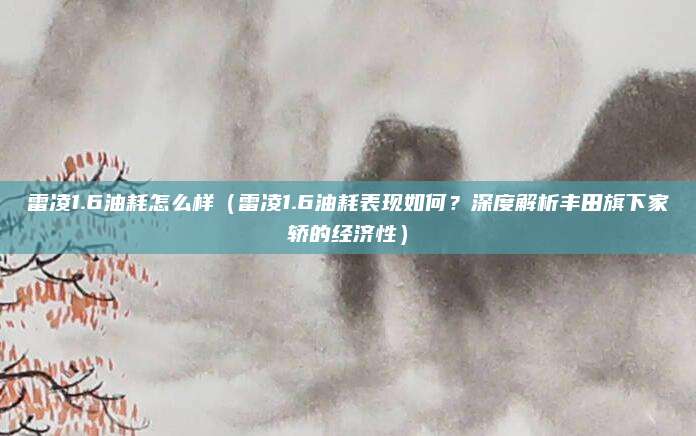 雷凌1.6油耗怎么样（雷凌1.6油耗表现如何？深度解析丰田旗下家轿的经济性）