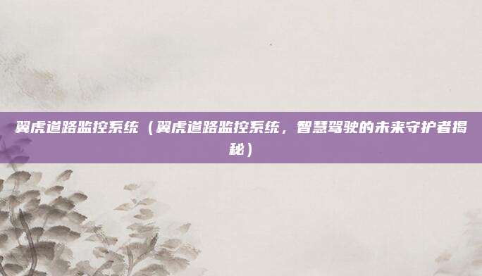 翼虎道路监控系统（翼虎道路监控系统，智慧驾驶的未来守护者揭秘）