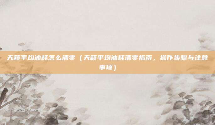 天籁平均油耗怎么清零(天籁平均油耗清零指南,操作步骤与注意事项)