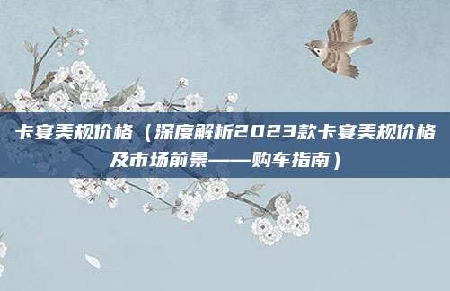 卡宴美规价格（深度解析2023款卡宴美规价格及市场前景——购车指南）