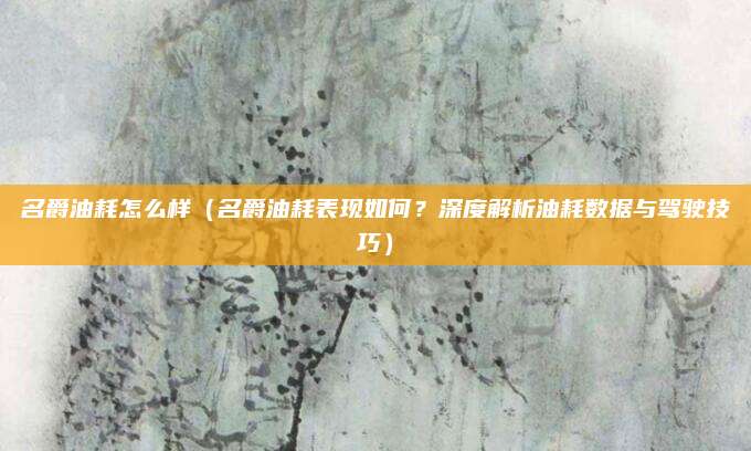 名爵油耗怎么样（名爵油耗表现如何？深度解析油耗数据与驾驶技巧）