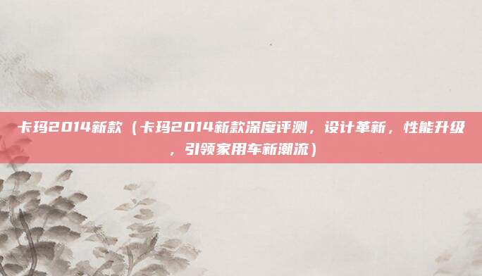 卡玛2014新款（卡玛2014新款深度评测，设计革新，性能升级，引领家用车新潮流）