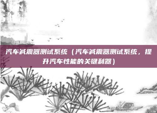 汽车减震器测试系统（汽车减震器测试系统，提升汽车性能的关键利器）