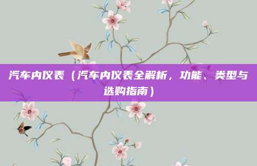 汽车内仪表(汽车内仪表全解析,功能、类型与选购指南)