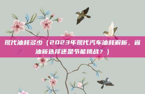 现代油耗多少（2023年现代汽车油耗解析，省油新选择还是节能挑战？）