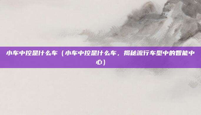 小车中控是什么车(小车中控是什么车,揭秘流行车型中的智能中心)