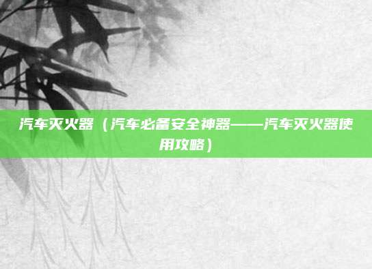 汽车灭火器(汽车必备安全神器——汽车灭火器使用攻略)
