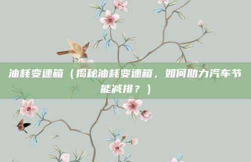 油耗变速箱（揭秘油耗变速箱，如何助力汽车节能减排？）