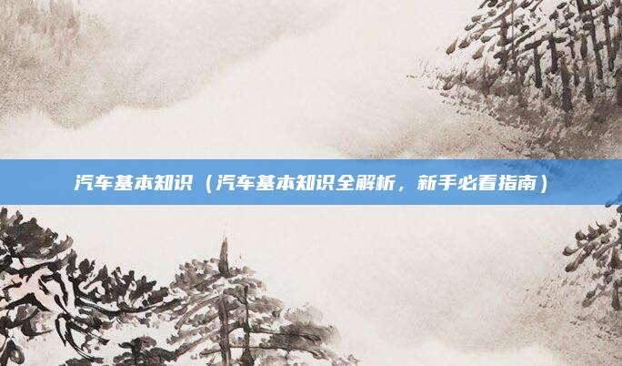 汽车基本知识（汽车基本知识全解析，新手必看指南）