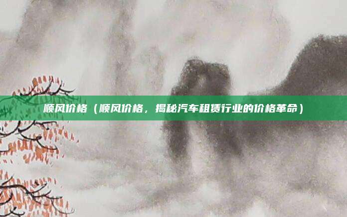 顺风价格（顺风价格，揭秘汽车租赁行业的价格革命）