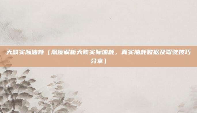 天籁实际油耗（深度解析天籁实际油耗，真实油耗数据及驾驶技巧分享）