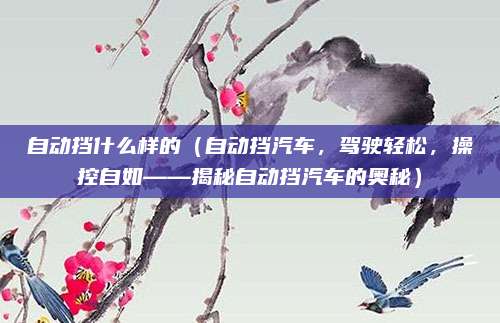 自动挡什么样的(自动挡汽车,驾驶轻松,操控自如——揭秘自动挡汽车的奥秘)